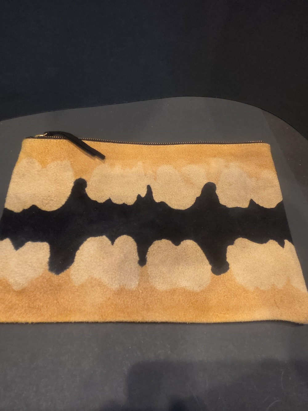 Zara Tan and Black Suede Zip Clutch